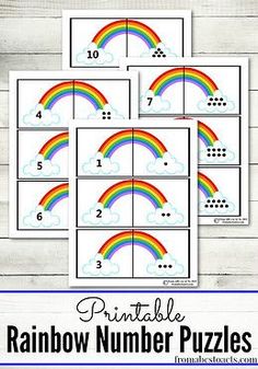 printable rainbow number puzzles for kids to practice counting and addition skills on the same page