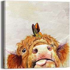 PRICES MAY VARY. Scottish Highland Cow Wall Art: The cute highlander cow print picture is chic decor for kids room or nursery. Kids absolutely love it! Trust me. Cute Bathroom Wall Decor: This abstract cattle artwork measure 12" by 12", framed and stretched, ready to hang. Each panel has a hook already mounted on the wooden bar for easy hanging. Chic Nursery Room Artwork: Aesthetic farmhouse animal picture prints on waterproof, non-fading, UV-resistant canvas, easy to maintain and keeping it cle Canvas Paintings For Bedroom, Cow Print Decor, Paintings For Bedroom, Highland Cow Pictures, Rustic Farmhouse Wall Decor, Animal Canvas Paintings, Highland Cow Painting, Cute Highland Cow, Wall Decor Retro