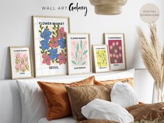 Flower Market Print with Flower Market Poster Paris Seoul Amsterdam Barcelona Tokyo and Florence, Flower Market Poster Bundle, Gallery Wall Set of 6, Trendy Wall Art Set for Apartment Decor & Above Bed Wall Decor or Housewarming Gift Print Gallery Wall, Above Bed