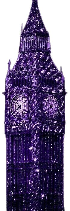 the big ben clock tower is covered in purple sequins