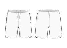 the front and back view of men's shorts with drawstring on each side