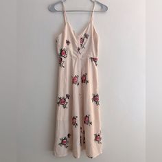 Nwt Prettiest Pale Blush Color + Floral Embroidery Detail. Buttons All The Way Down. Adjustable Straps. Double Lined. Feminine Floral Embroidery Midi Dress For Beach, Pink Sleeveless Maxi Dress With Floral Embroidery, Sleeveless Pink Maxi Dress With Floral Embroidery, Feminine Pink Midi Dress With Floral Embroidery, Embroidered Pink Maxi Dress For Vacation, Pink Embroidered V-neck Dress, Pink Embroidered Maxi Dress For Vacation, Pink Embroidered Summer Dress, Casual Pink Dress With Floral Embroidery