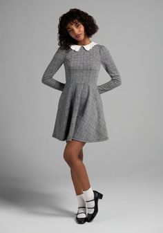 Doll Or Nothing Fit And Flare Dress | ModCloth 1960 Fashion, Statement Outfit, Valentines Day Dresses, Practice Outfits, Plaid Outfits, New Years Eve Dresses, Pretty Blouses, Retro Clothing, Body Con Skirt