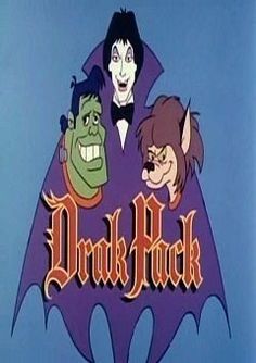 the title for drak pack is shown in an animated cartoon character's face