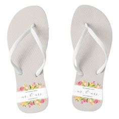 Elegant Floral Mr & Mrs Wedding | Flip Flops Bridal Shower Gifts For Bride, Floral Flip Flops, Wedding Flip Flops, Floral Wreath Design, Bride Floral, Hawaii Beach, Hawaiian Beach, Mr And Mrs Wedding, Sale Outfit