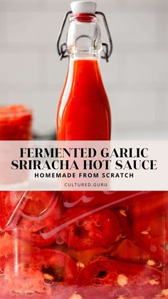 fermented garlic sriracha hot sauce in a glass jar