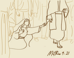 a drawing of a woman holding the hand of a man