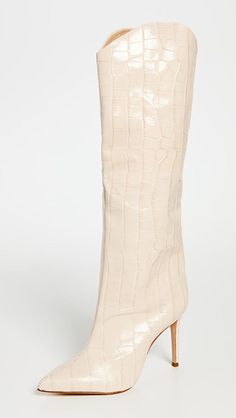 Schutz Maryana Tall Boots | SHOPBOP Formal Cream Boots With Sculpted Heel, Luxury Cream Boots For Formal Occasions, Luxury Formal Cream Boots, Elegant Formal Boots With Crocodile Pattern, Elegant Cream Boots For Office, Elegant Cream Office Boots, Luxury Beige Boots For Formal Occasions, Luxury Beige Formal Boots, Croc Boots