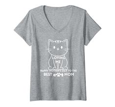 Womens Happy Mother's Day Cat Mom Mothers Day tee V-Neck T-Shirt