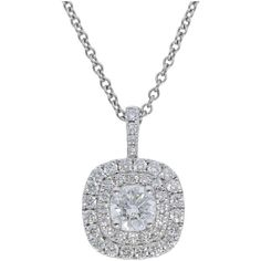 Sofer Jewelry - Double Halo Diamond Pendant in 14K White Gold Halo Design, Halo Pendant, Steal The Spotlight, Double Halo, Diamond Design, Eternity Bands, The Double, Exquisite Design, Round Cut Diamond