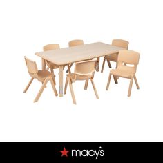 a table and chairs with the words macy's on it in front of a white background