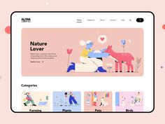 an image of a website page with people and animals on the screen, including deers