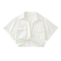 F00131728-601 Cropped Shirt, Knot, Blouses, Elastic, White