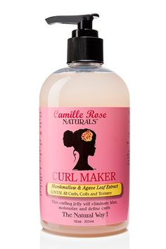 18 Best-Selling Natural Hair Products #refinery29 http://www.refinery29.com/most-popular-natural-hair-care-brand-products#slide-4 Want defined curls without the crunch or weird residue typically left over from gels and creams? Camille Rose Naturals' Curl Maker is the best of the best — and is adored by ladies with curls, ranging from the 2s (wavy scale) to the 4s (tightly coiled scale). Camille Rose Naturals Curl Maker, $22, available at <a href="http://shop.camillerosenaturals.com/curl-ma... Camille Rose Curl Maker, Defined Curls Natural Hair, Curl Maker, Camille Rose, Hair Care Brands, Hair Brands, Defined Curls, Styling Gel