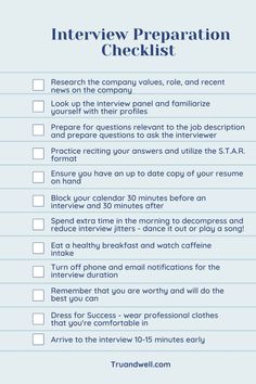 a checklist for interview preparation