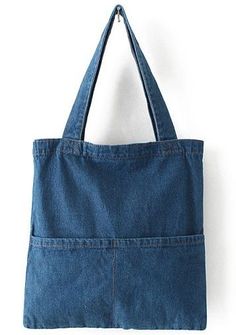 a denim bag hanging on the wall