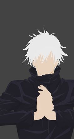 an anime character with white hair wearing a black jacket and scarf over his shoulders,