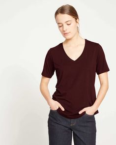 V Rex - Black Cherry | Universal Standard Universal Standard, Black Cherry, Too Short, Inside Out, Cherry, V Neck, My Style, Wardrobe, Women's Top