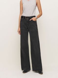 Tell your legs. Shop the Cary Low Rise Slouchy Wide Leg Jeans from Reformation, a low rise loose fitting wide leg jean with a full length inseam. Wide Leg Low Rise Jeans, Low Rise Parallel Jeans, Low Rise Relaxed Fit Jeans, Everyday Wide-leg Rigid Denim Pants, Pre-washed Wide Leg Relaxed Fit Jeans, Work Wear Outfits, Stretch Denim Fabric, Vintage Inspired Dresses, Vintage Jeans