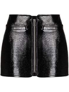 black front zip fastening two front flap pockets high-shine finish Special Event Outfit, Monochrome Pattern, High Fashion Outfits, Stylish Skirts, Black Tweed, Black Leather Skirts, Black Mini Skirt, Chanel Black, Skirt Black