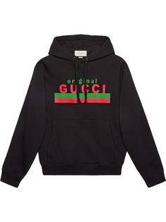 Gucci Original Gucci Printed Hoodie - Farfetch Gucci Print, Mens Designer Hoodies, Fashion Leaders, Designer Sweatshirts, Gucci Sneakers, Black Sweatshirt, Gucci Black