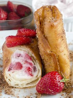 there is a pastry with strawberries on it