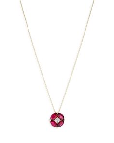 Bloomingdale's Ruby & Diamond Pendant Necklace in 14K Yellow Gold, 16- 100% Exclusive Luxury Red Diamond Round Necklace, Luxury Red Diamond Necklace, Luxury Red Round Diamond Necklace, Luxury 14k Gold Red Necklace, Luxury Red 14k Gold Necklace, Formal Yellow Gold Necklace With Ruby, Formal Yellow Gold Ruby Necklace, Red Briolette Necklace For Formal Occasions, Luxury Gemstone Necklace For Valentine's Day