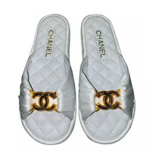 Chanel 20s White Coco Beach Gold Cc Logo Slide Espadrille Sandal Mule Flat 36 ********** Chanel ********** Brand: Chanel Size: 36 (Know Your Chanel Size) Name: Mules Color: White Style: 20s Material: Lambskin / Satin Open Front Toe Cc Gold Pvc Metal Logo White Quilted Lambskin Leather Insole Material White Scrunched Satin Fabric Material Espadrille Rope Rubber Sole Slide Sandal Style Slip On Brand New In Box, Comes With Original Box And Dust Bag 100% Authentic Or Your Money Back Great Gift I Shi Coco Beach, Chanel Brand, Espadrille Sandals, Mule Flat, Metal Logo, Cc Logo, Chanel Shoes, Sandal Fashion, Metallic Logo