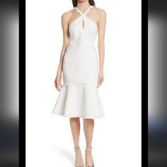 Never Worn Size 10 No Stains Beautiful Conditions. Color Is A Cream Color White Fitted Halter Dress For Formal Events, White Fitted Halter Dress For Formal Occasions, White Sleeveless Halter Dress For Formal Occasions, Mermaid Midi Dress, Cinq A Sept, Cream Color, Colorful Dresses, Mermaid, Midi Dress