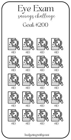 the eye exam stamp is shown in black and white, with numbers on each side