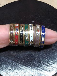 US orders $35 and up ships free, automatically applies at checkout Chinese cloisonné ring set QTY: 7 rings Width of the ring: 3-4mm Most items will ship within 1-3 business days. Please feel free to message me if you have any questions! Thank you! :) 7 Rings, Rings Set, Ring Set, Ring Sets, Ring Designs, Beauty Book, Jewelry Rings, Floral Design, Etsy Accessories