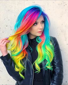 Blorange Hair, Hair Mascara, Multi Colored Hair, Hot Hair Colors, Spring Hair Color, Unicorn Hair, Color Rainbow, Ombre Hair Color