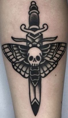 Goth Aesthetic Tattoo Ideas, Old School Feminine Tattoos, Inner Arm American Traditional Tattoo, Old American Traditional Tattoo, Grin Reaper Tattoo, Tattoo Arrangement, Spooky American Traditional, Black And Gray American Traditional, Easy Traditional Tattoo