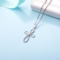 Infinity Cross Necklace Is A Great Gift To Show INFINITY Of love Ideal Gift Choice- This Infinity Cross Necklace is gorgeous to wear and great as a gift, suits for all age group. Ideal gift for yourself, for girlfriend, for close friends, for daughter, for mother, for teachers, for bridal, on Valentine's Day, Anniversary, Birthday, Wedding, Special Occasions, Mother's Day, Christmas' Day, graduation and so on. A perfect gift for the one being cherished. Design Inspiration- This sterling silver cross necklace design with infinity love, cross shape, it is an excellent way to remind your love to your important person. The cross necklace also has many other symbolic meanings. One of them is that that each of the four lines means mercy, grace, love and forgiveness. we trust god that he can hear Inspirational Pink Jewelry For Gift, Inspirational Pink Jewelry For Gifts, Pink Inspirational Jewelry For Valentine's Day, Inspirational Pink Jewelry For Mother's Day, Pink Necklaces For Birthday Gift, Inspirational Silver Necklace Gift Idea, Pink Infinity Jewelry For Gifts, Inspirational Silver Necklace Gift, Inspirational Jewelry Gift For Mom