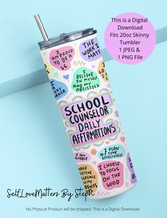 a pink and blue background with the words school counselor daily affirmations on it