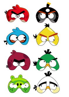 the angry birds masks are all different colors