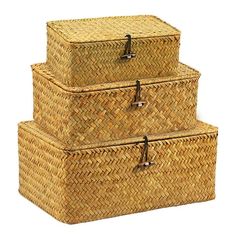 three baskets stacked on top of each other