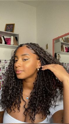 Curly Hair Boho Braids, Hair Dyed, Braids For Black, Big Box Braids Hairstyles, Quick Braided Hairstyles, Protective Hairstyles Braids, Beautiful Curly Hair, Hairdos For Curly Hair