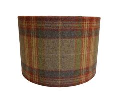 a plaid lamp shade is shown on a white background