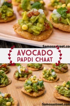 an avocado appetizer is served on crackers and garnished with cilantro