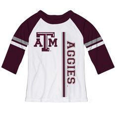 Texas AM White Girls Tee Raglan Three Quarter Sleeve - Vive La Fête - Online Apparel Store Girls Tees, Quarter Sleeve, Three Quarter Sleeves, Moisture Wicking Fabric, Game Day, Childrens Clothes, Clothing Store, Moisture Wicking, Scoop Neck