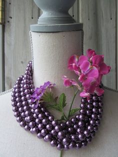 Vintage Plum Purple Glass Pearl Elegant Purple Beaded Necklace With Round Beads, Chic Earrings, Plum Color, Vintage Chandelier, Plum Purple, Purple Glass, Gorgeous Design, Chandelier Earrings, Bridal Earrings