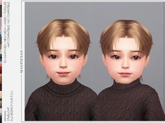 two children's faces are shown in the same image as they appear to be wearing sweaters