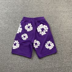 Denim Tears Classic White Garland Athletic Purple Shorts Brand New No Wear Or Stains, Very Good Condition Elastic Waist, Side Pockets Size Length 1/2waist Hipline S 52 29 94 M 54 31 98 L 56 33 102 Xl 58 35 106 Units: Cm, Measuring Error 1-3 Cm Listed Sizes Are Still Available Purple And White Outfits, Purple Shorts For Spring Streetwear, Purple Streetwear Shorts For Spring, Medium Wash Streetwear Shorts, Purple Spring Streetwear Shorts, Casual Purple Streetwear Shorts, Cheap Washed Blue Streetwear Shorts, Denim Blue Streetwear Shorts, Denim Bottoms With Built-in Shorts For Streetwear