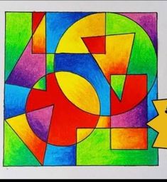 a drawing with different colors and shapes