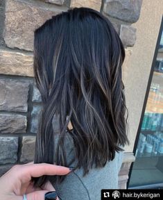 Dark Hair Color Ideas Shoulder Length, Dark Ash Brunette Hair, Dark Hair With Subtle Balayage, Balayage To Dark Brown, Black Hair Cool Tone Balayage, Cool Highlights On Black Hair, Ashy Face Framing Highlights, Dark Brown Transition To Blonde, Dark Brunette Hair With Cool Toned Highlights