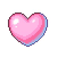 a pixel heart is shown in pink and blue