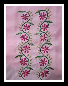 a pink and green floral design on white paper