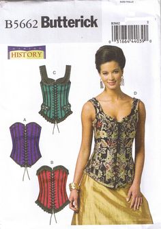 a women's tank top and skirt sewing pattern, with an attached bustier