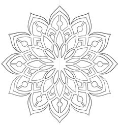 an intricate flower design is shown in black and white